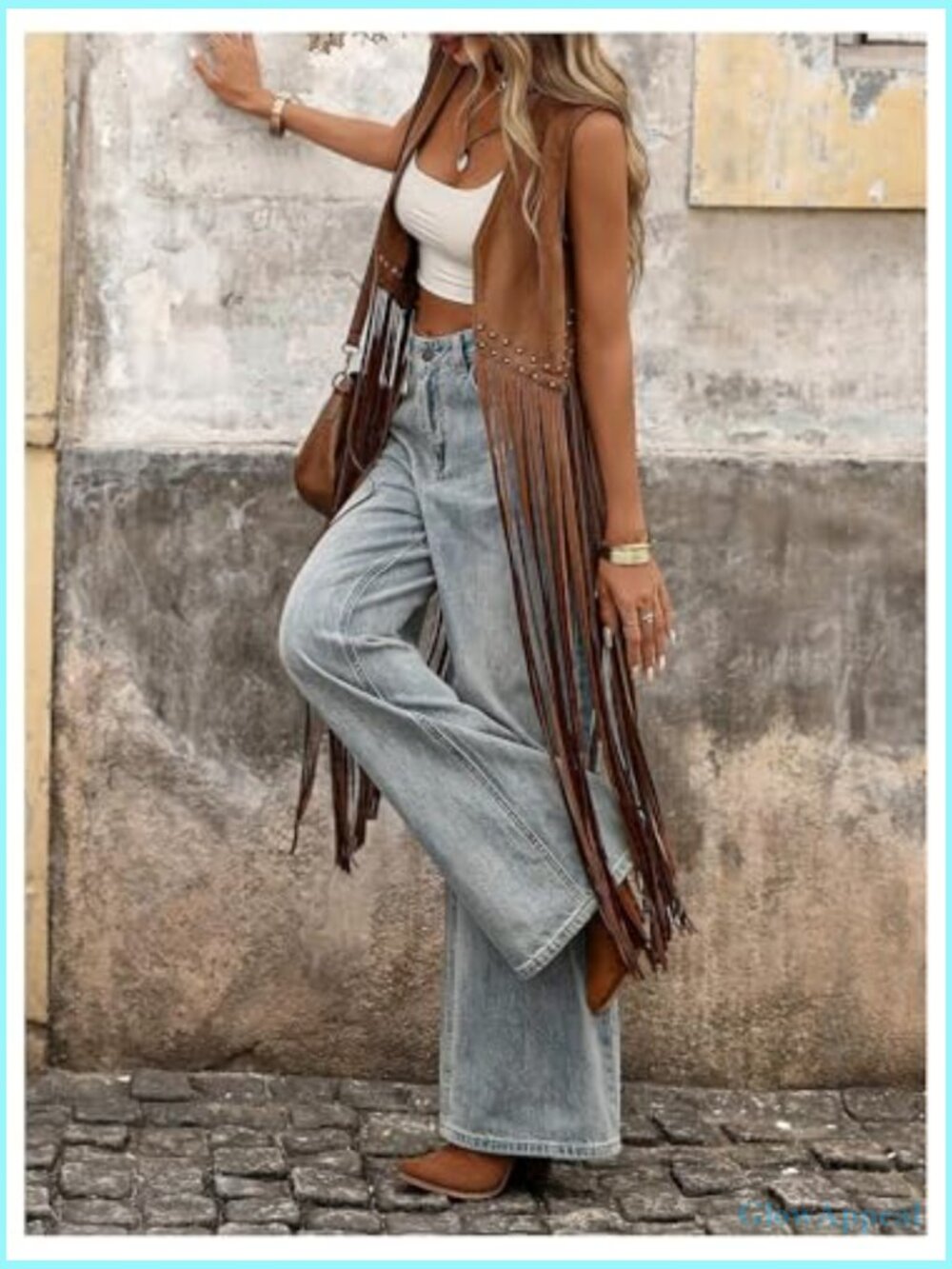 Tassel Fringe Sleeveless Vest - Cowboy Chic Outerwear Suede Vest - Picture 3 of 5